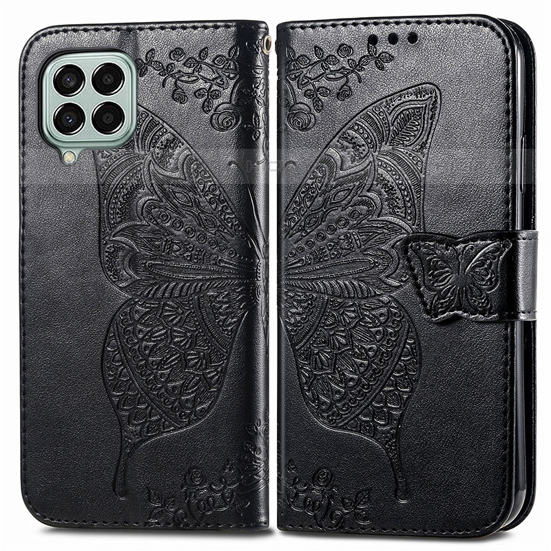 Coque Portefeuille Papillon Livre Cuir Etui Clapet pour Samsung Galaxy M33 5G Noir Plus