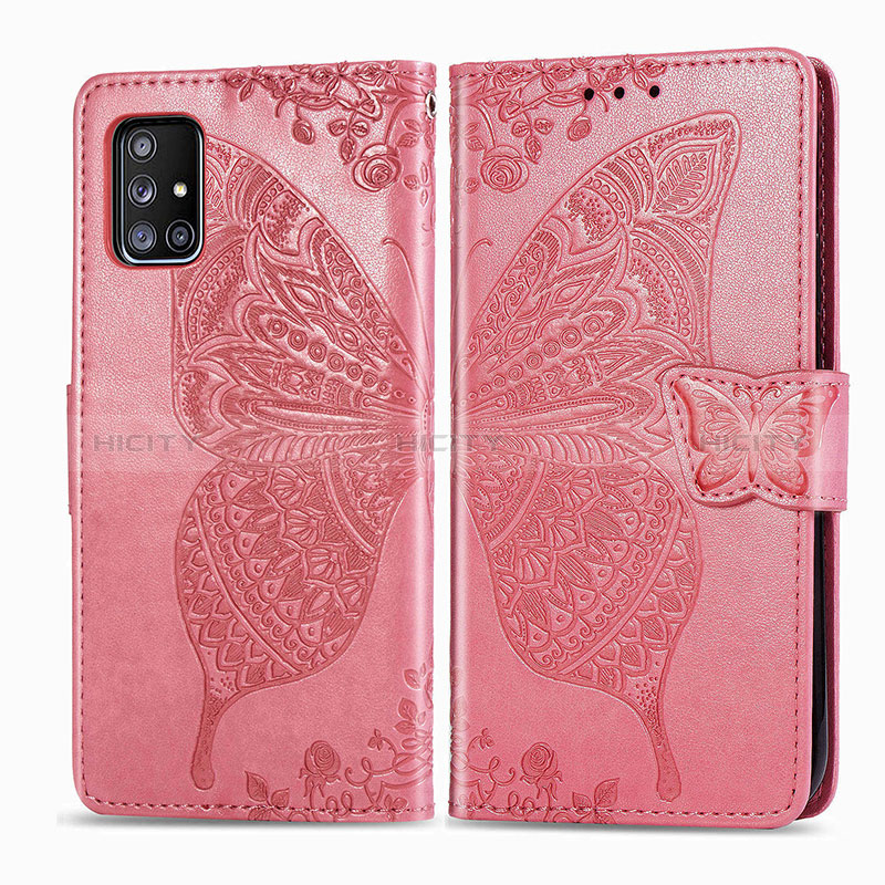 Coque Portefeuille Papillon Livre Cuir Etui Clapet pour Samsung Galaxy M40S Rose Rouge Plus