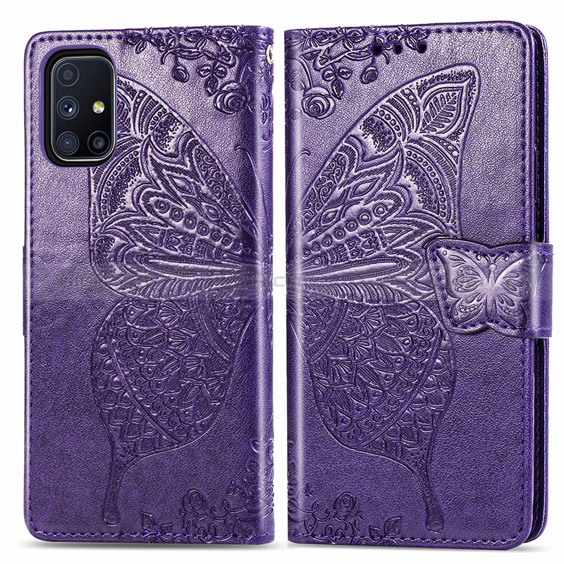 Coque Portefeuille Papillon Livre Cuir Etui Clapet pour Samsung Galaxy M51 Plus