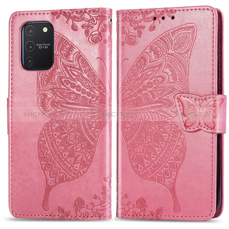 Coque Portefeuille Papillon Livre Cuir Etui Clapet pour Samsung Galaxy S10 Lite Rose Rouge Plus