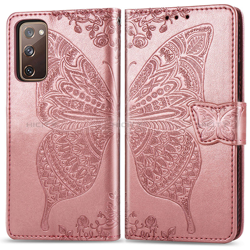 Coque Portefeuille Papillon Livre Cuir Etui Clapet pour Samsung Galaxy S20 Lite 5G Rose Plus