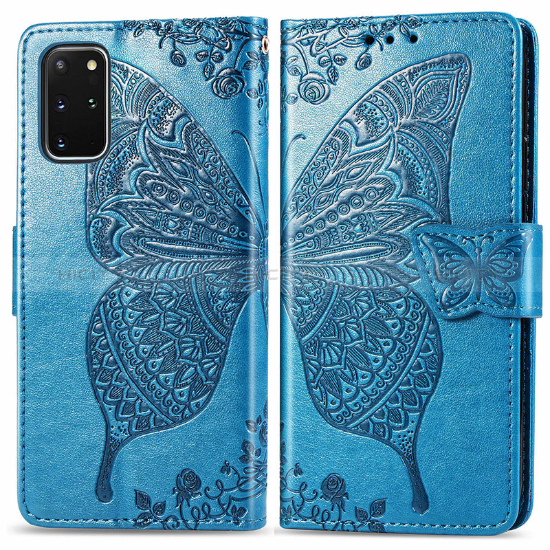 Coque Portefeuille Papillon Livre Cuir Etui Clapet pour Samsung Galaxy S20 Plus 5G Bleu Plus