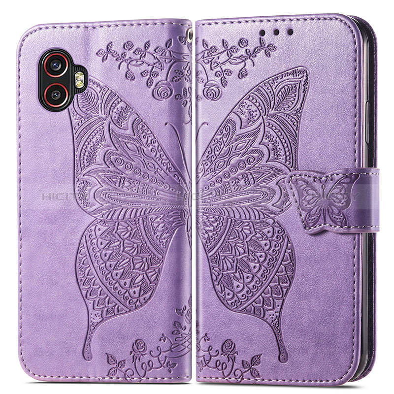 Coque Portefeuille Papillon Livre Cuir Etui Clapet pour Samsung Galaxy XCover 6 Pro 5G Plus