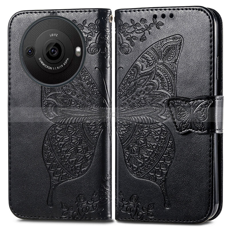 Coque Portefeuille Papillon Livre Cuir Etui Clapet pour Sharp Aquos R8s Pro Noir Plus