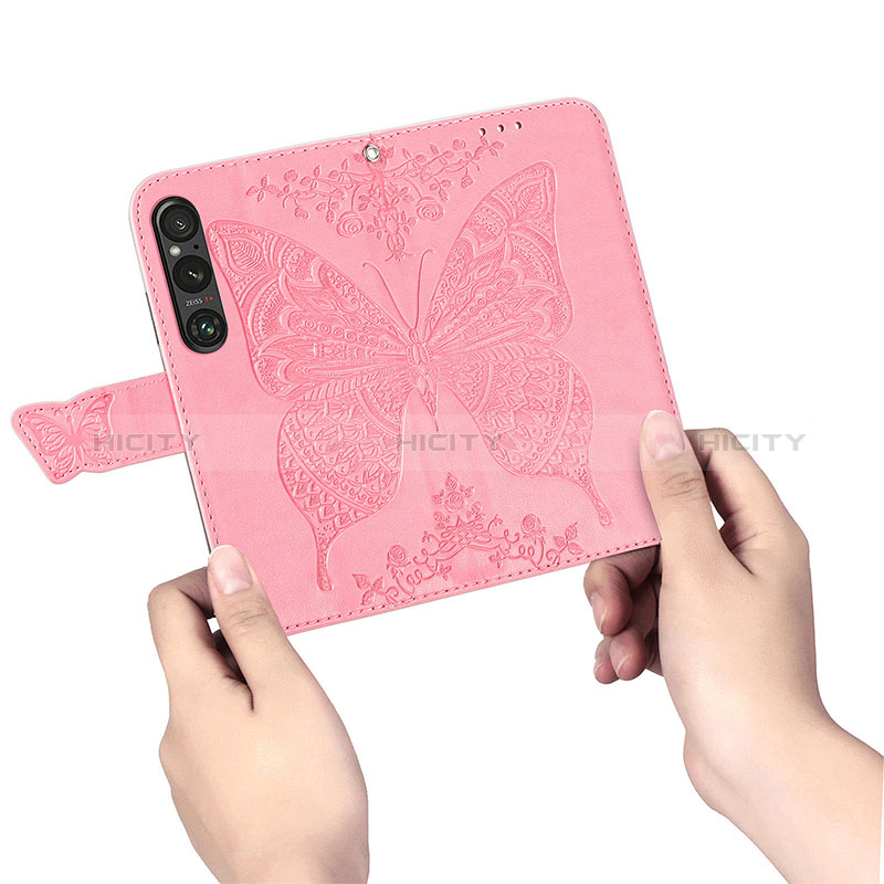 Coque Portefeuille Papillon Livre Cuir Etui Clapet pour Sony Xperia 1 V Plus