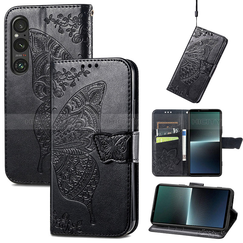 Coque Portefeuille Papillon Livre Cuir Etui Clapet pour Sony Xperia 1 V Plus