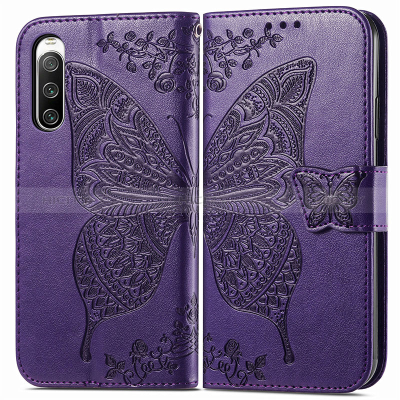 Coque Portefeuille Papillon Livre Cuir Etui Clapet pour Sony Xperia 10 IV SO-52C Plus