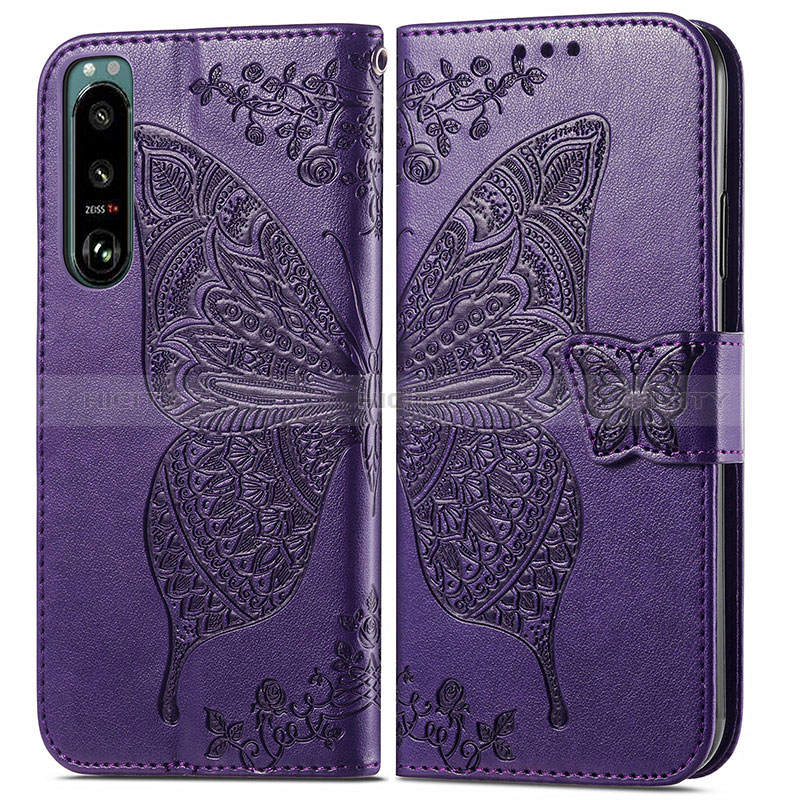 Coque Portefeuille Papillon Livre Cuir Etui Clapet pour Sony Xperia 5 III SO-53B Plus