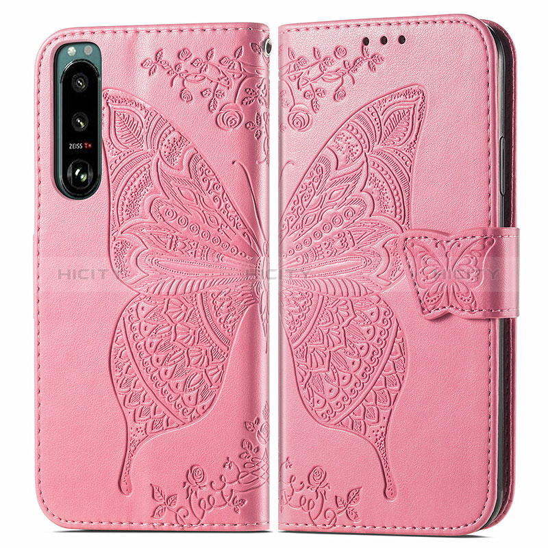 Coque Portefeuille Papillon Livre Cuir Etui Clapet pour Sony Xperia 5 III SO-53B Plus