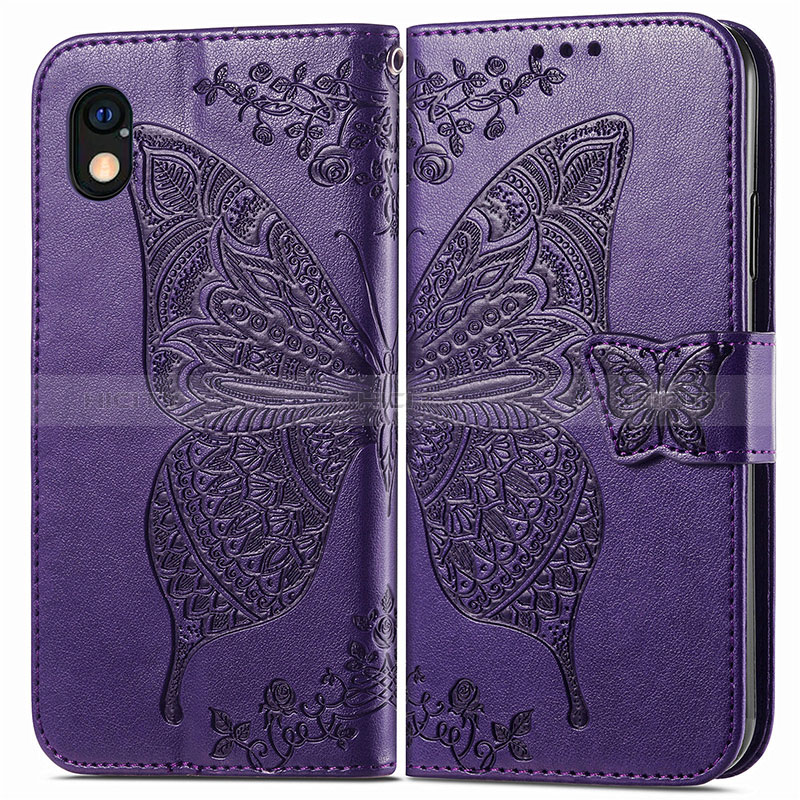 Coque Portefeuille Papillon Livre Cuir Etui Clapet pour Sony Xperia Ace III SOG08 Violet Plus