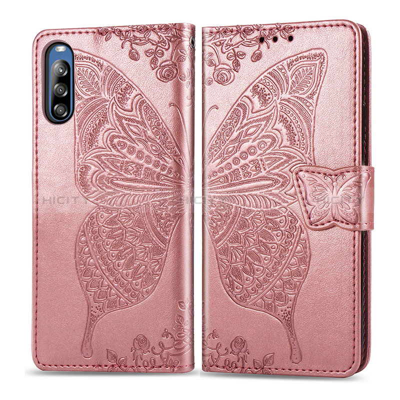 Coque Portefeuille Papillon Livre Cuir Etui Clapet pour Sony Xperia L4 Rose Plus