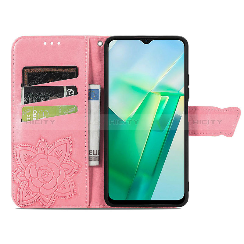 Coque Portefeuille Papillon Livre Cuir Etui Clapet pour Vivo T2x 5G Plus