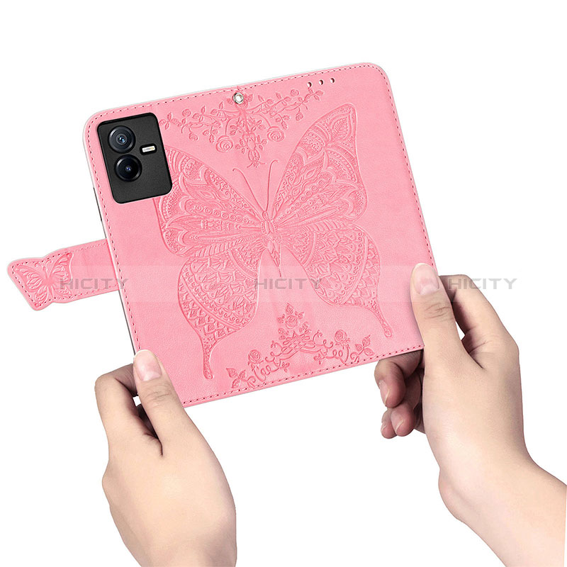 Coque Portefeuille Papillon Livre Cuir Etui Clapet pour Vivo T2x 5G Plus