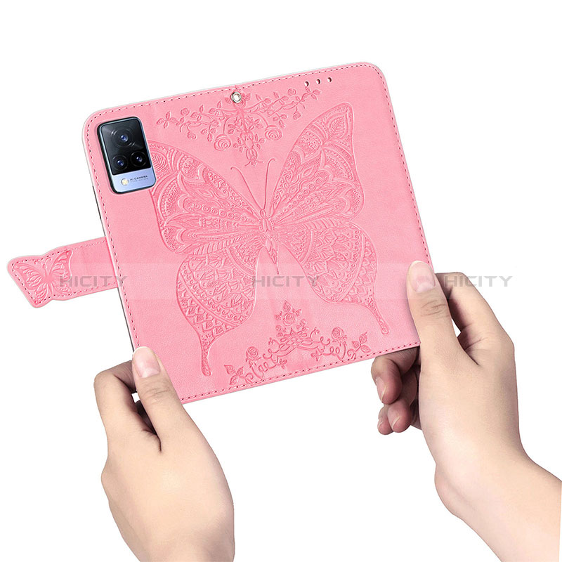 Coque Portefeuille Papillon Livre Cuir Etui Clapet pour Vivo V21 5G Plus