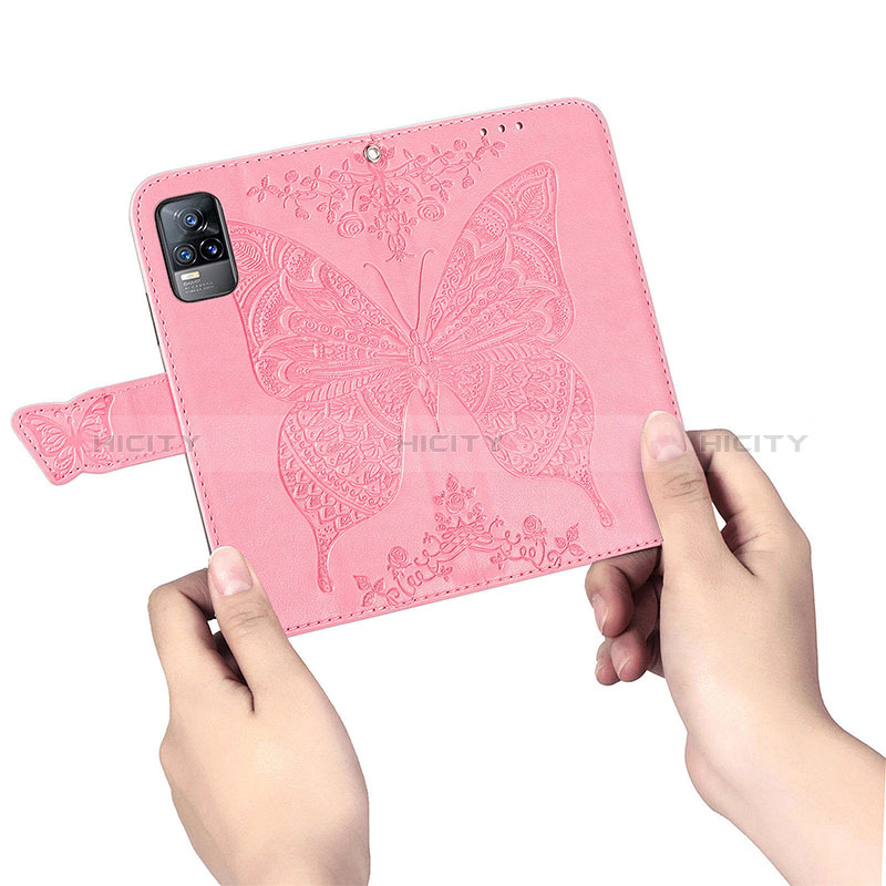 Coque Portefeuille Papillon Livre Cuir Etui Clapet pour Vivo V21e 4G Plus