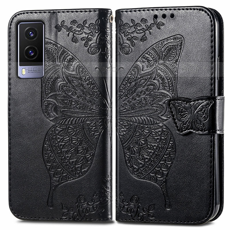 Coque Portefeuille Papillon Livre Cuir Etui Clapet pour Vivo V21e 5G Plus