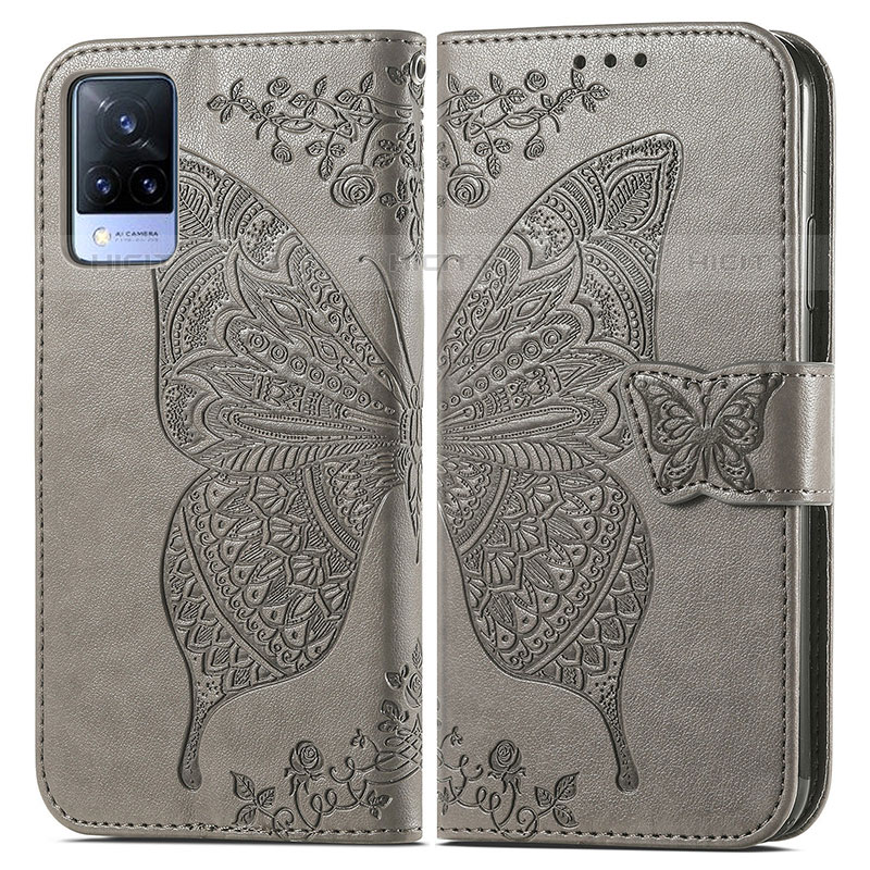 Coque Portefeuille Papillon Livre Cuir Etui Clapet pour Vivo V21s 5G Plus