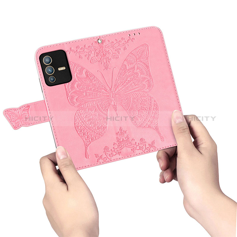 Coque Portefeuille Papillon Livre Cuir Etui Clapet pour Vivo V23 5G Plus