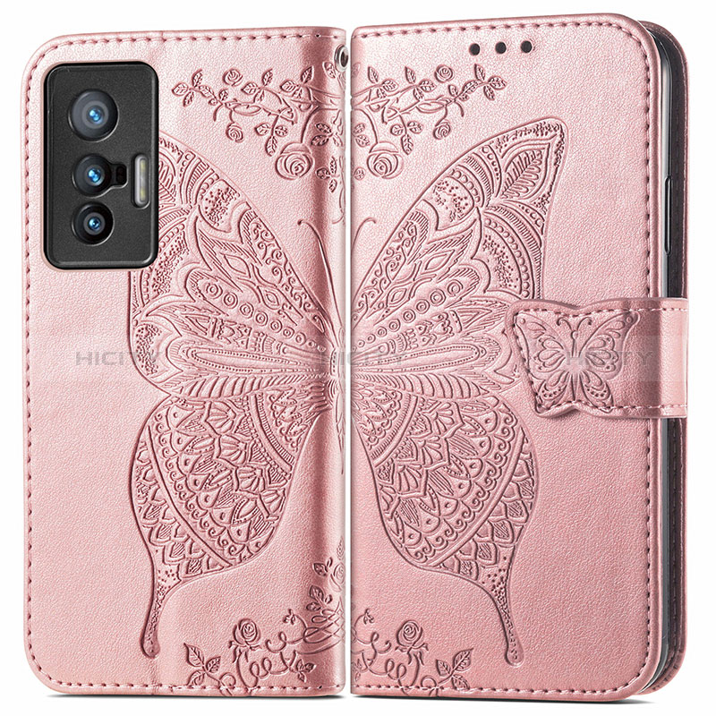 Coque Portefeuille Papillon Livre Cuir Etui Clapet pour Vivo X70 5G Plus