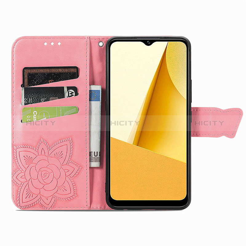 Coque Portefeuille Papillon Livre Cuir Etui Clapet pour Vivo Y02S Plus