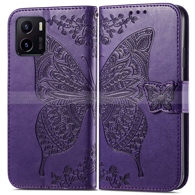 Coque Portefeuille Papillon Livre Cuir Etui Clapet pour Vivo Y10 Plus