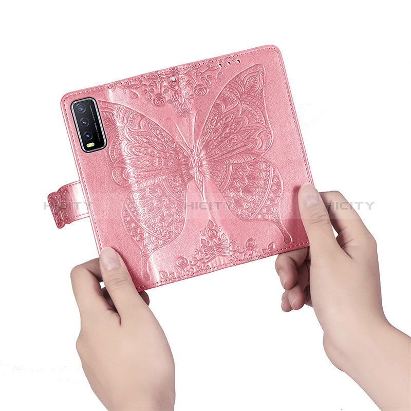 Coque Portefeuille Papillon Livre Cuir Etui Clapet pour Vivo Y12G Plus