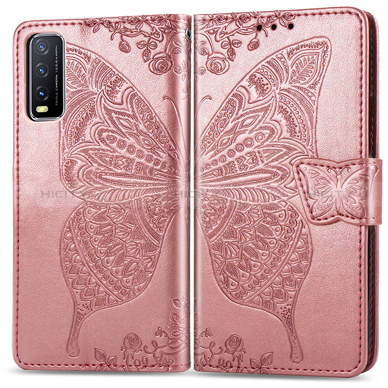 Coque Portefeuille Papillon Livre Cuir Etui Clapet pour Vivo Y12s (2021) Plus