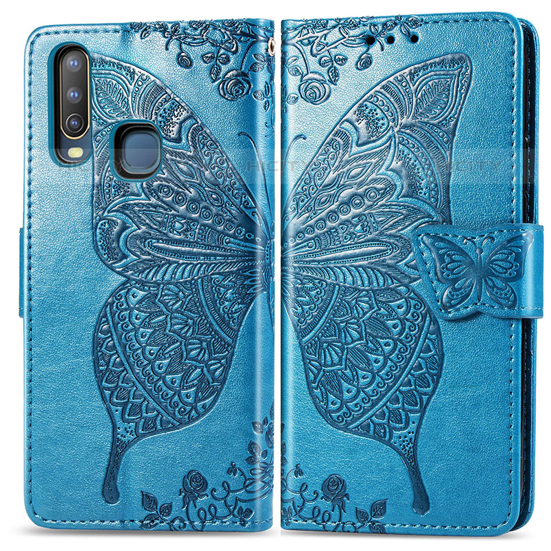 Coque Portefeuille Papillon Livre Cuir Etui Clapet pour Vivo Y15 Plus