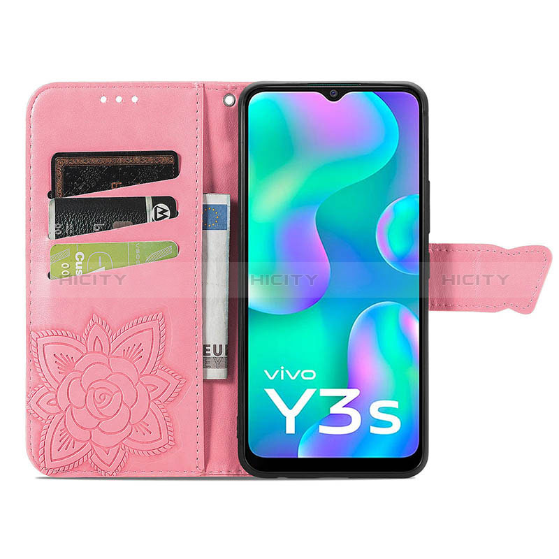 Coque Portefeuille Papillon Livre Cuir Etui Clapet pour Vivo Y3s (2021) Plus