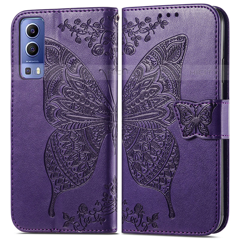 Coque Portefeuille Papillon Livre Cuir Etui Clapet pour Vivo Y52 5G Plus