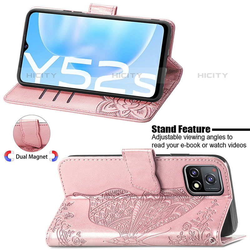 Coque Portefeuille Papillon Livre Cuir Etui Clapet pour Vivo Y52s 5G Plus