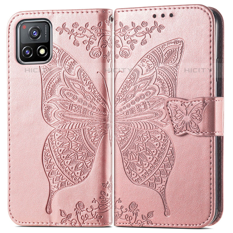 Coque Portefeuille Papillon Livre Cuir Etui Clapet pour Vivo Y52s 5G Rose Plus