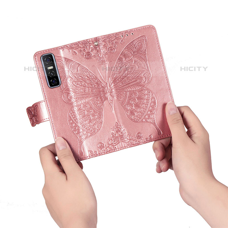 Coque Portefeuille Papillon Livre Cuir Etui Clapet pour Vivo Y73s 5G Plus