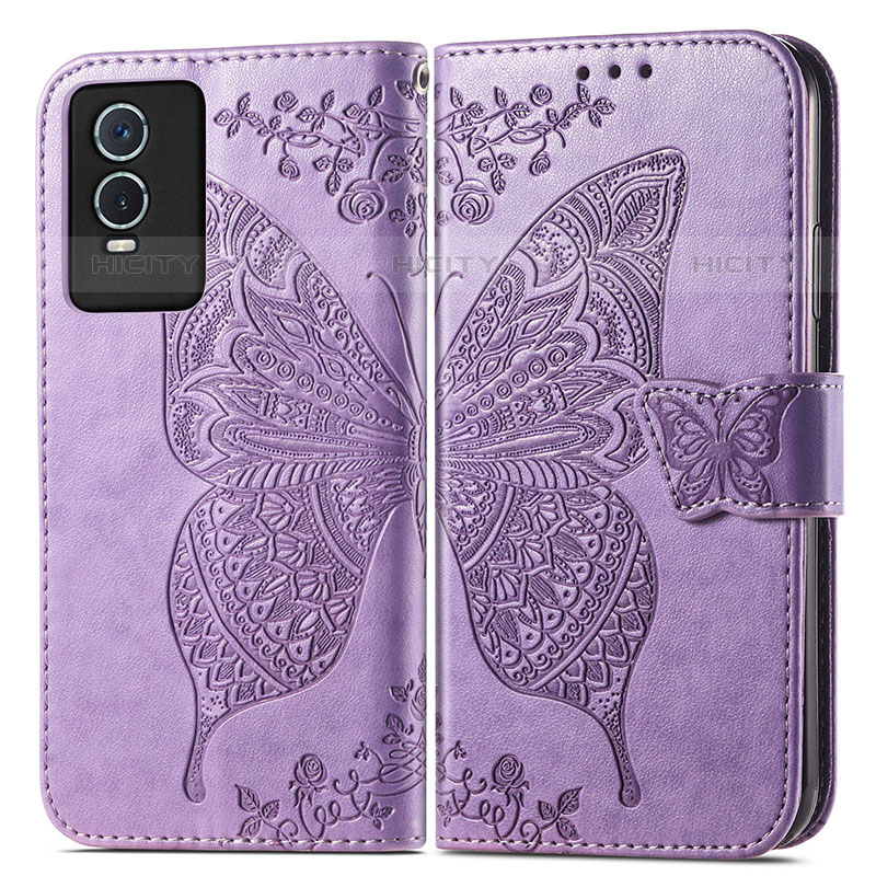 Coque Portefeuille Papillon Livre Cuir Etui Clapet pour Vivo Y74s 5G Plus