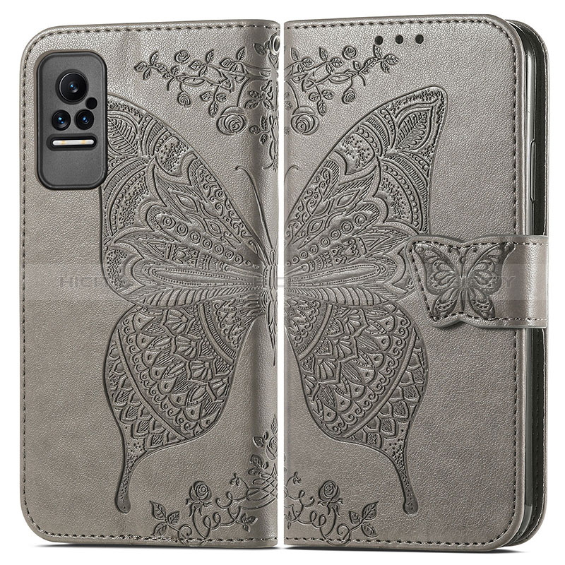 Coque Portefeuille Papillon Livre Cuir Etui Clapet pour Xiaomi Civi 1S 5G Gris Plus