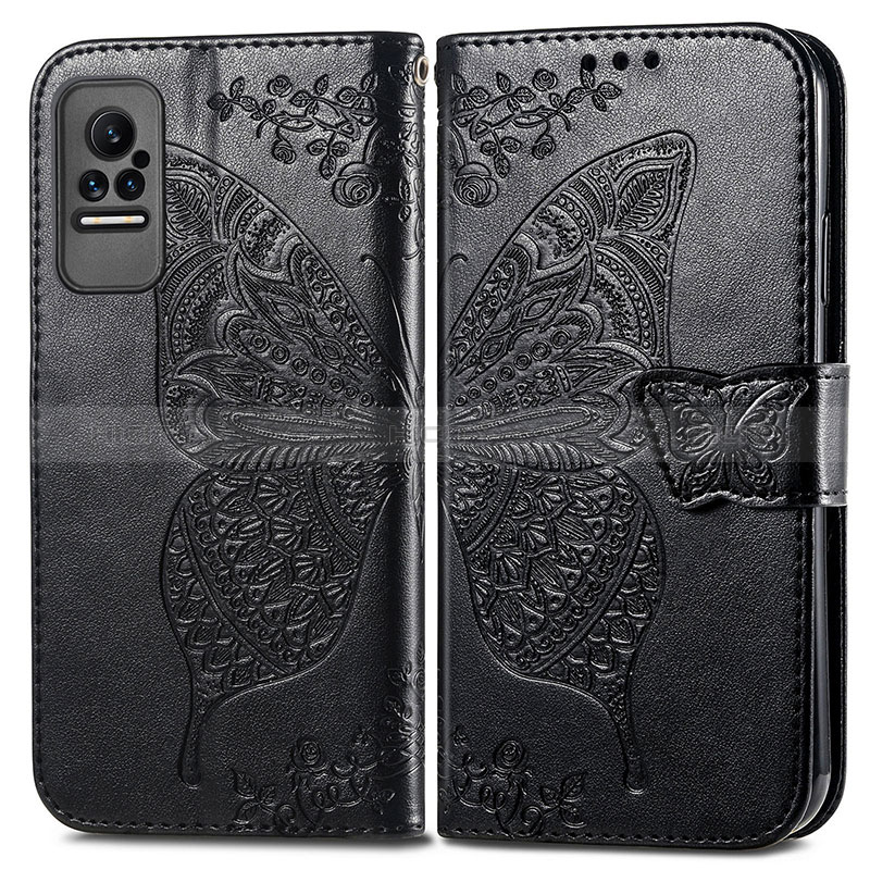 Coque Portefeuille Papillon Livre Cuir Etui Clapet pour Xiaomi Civi 1S 5G Noir Plus