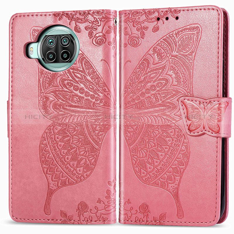 Coque Portefeuille Papillon Livre Cuir Etui Clapet pour Xiaomi Mi 10i 5G Rose Rouge Plus