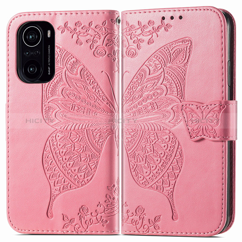 Coque Portefeuille Papillon Livre Cuir Etui Clapet pour Xiaomi Mi 11i 5G Rose Rouge Plus