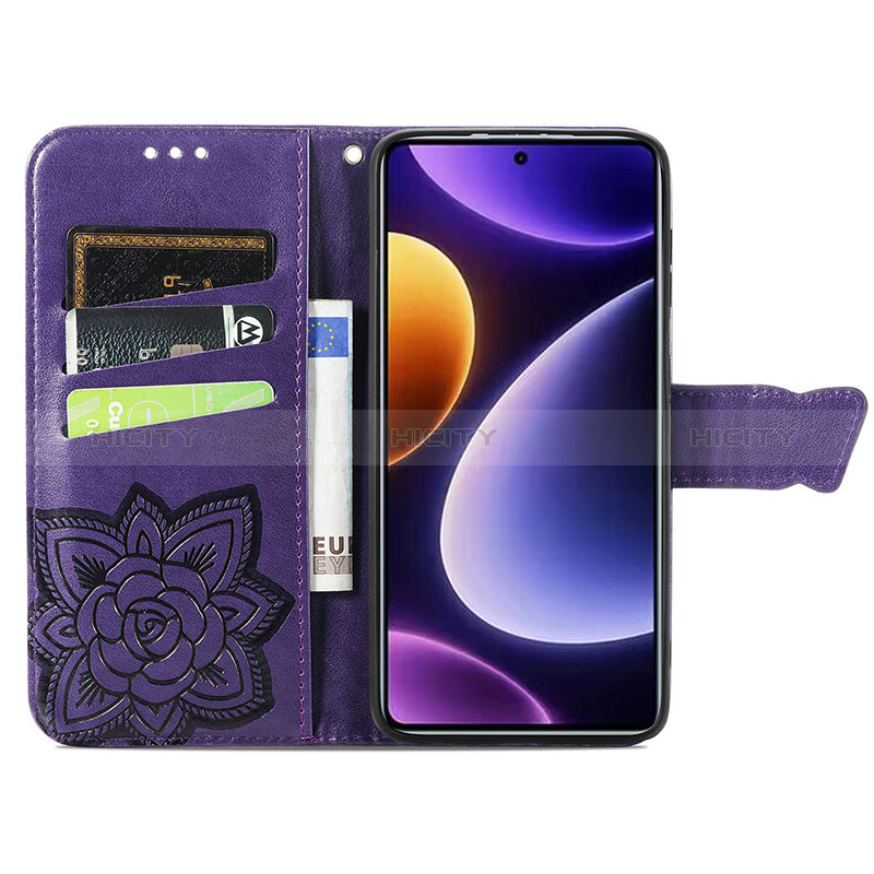 Coque Portefeuille Papillon Livre Cuir Etui Clapet pour Xiaomi Poco F5 5G Plus