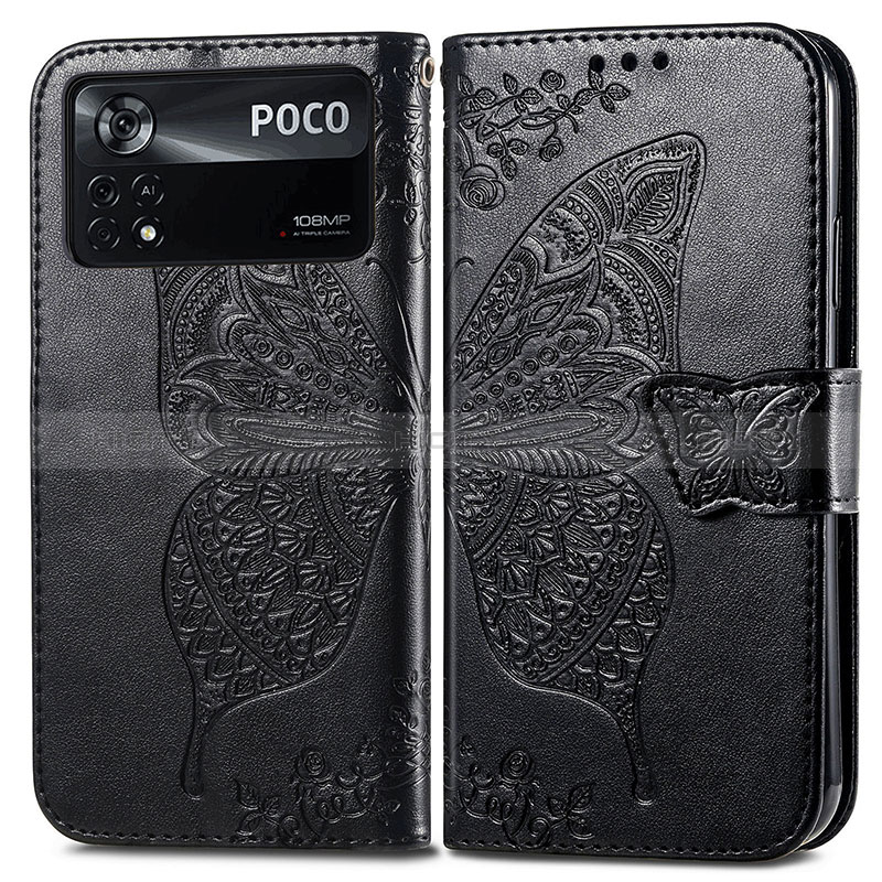 Coque Portefeuille Papillon Livre Cuir Etui Clapet pour Xiaomi Poco X4 Pro 5G Plus