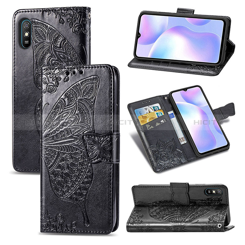 Coque Portefeuille Papillon Livre Cuir Etui Clapet pour Xiaomi Redmi 9AT Plus