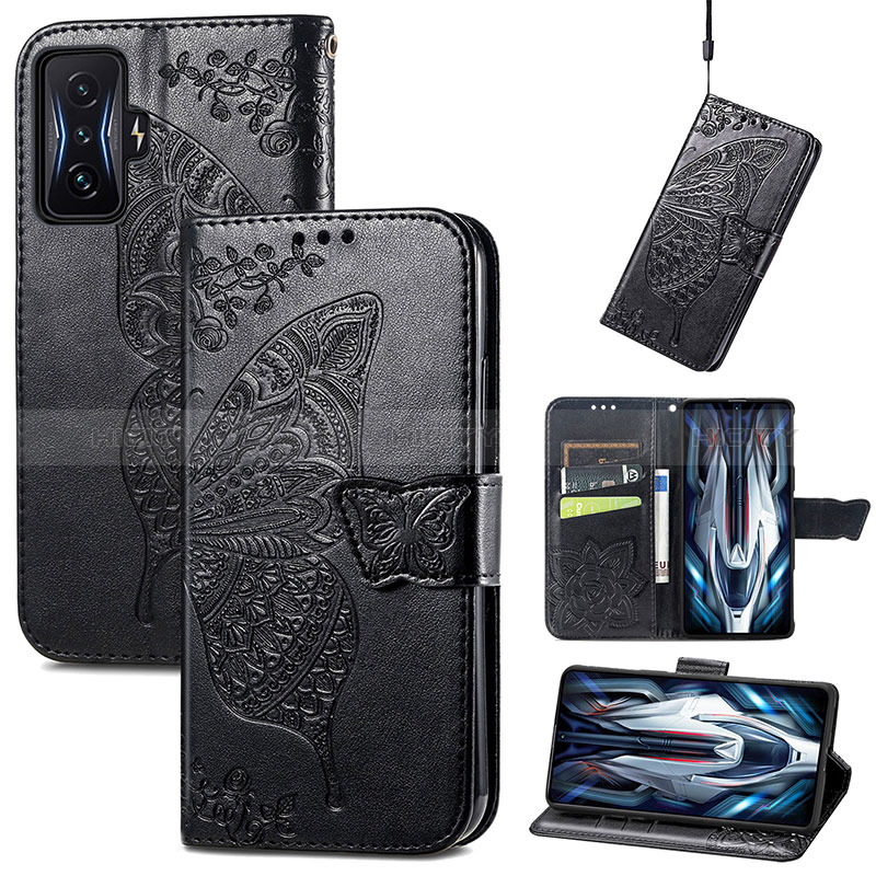 Coque Portefeuille Papillon Livre Cuir Etui Clapet pour Xiaomi Redmi K50 Gaming 5G Plus