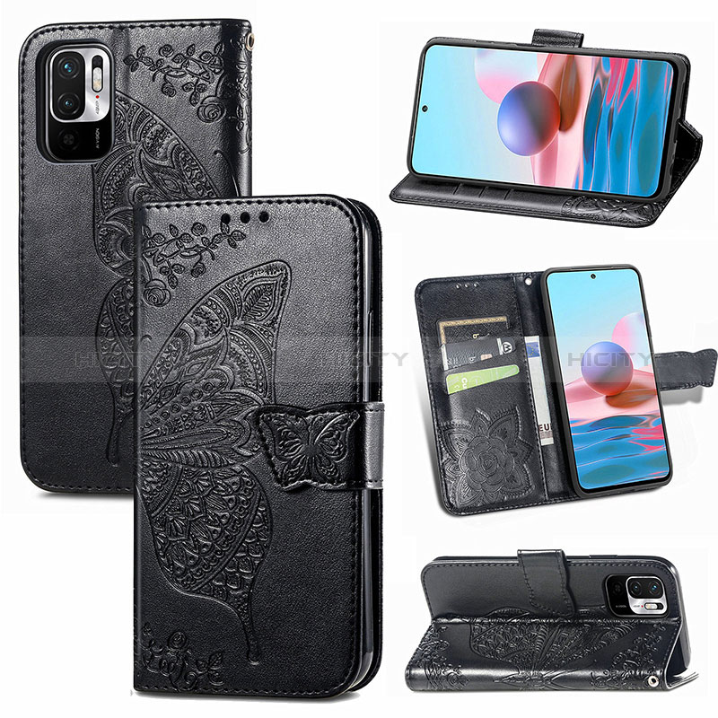 Coque Portefeuille Papillon Livre Cuir Etui Clapet pour Xiaomi Redmi Note 10 JE 5G Plus