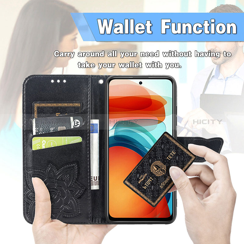 Coque Portefeuille Papillon Livre Cuir Etui Clapet pour Xiaomi Redmi Note 10 Pro 5G Plus