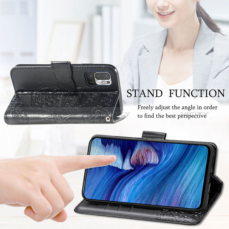 Coque Portefeuille Papillon Livre Cuir Etui Clapet pour Xiaomi Redmi Note 10T 5G Plus