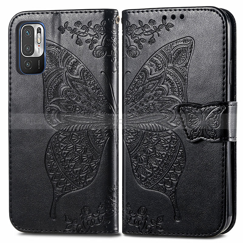 Coque Portefeuille Papillon Livre Cuir Etui Clapet pour Xiaomi Redmi Note 11 SE 5G Noir Plus