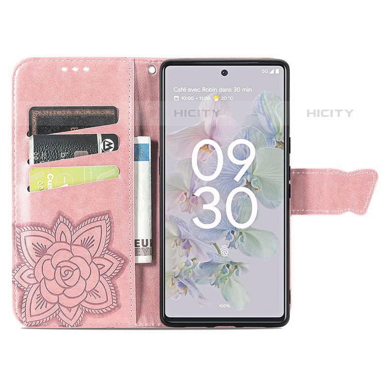 Coque Portefeuille Papillon Livre Cuir Etui Clapet S01D pour Google Pixel 6a 5G Plus