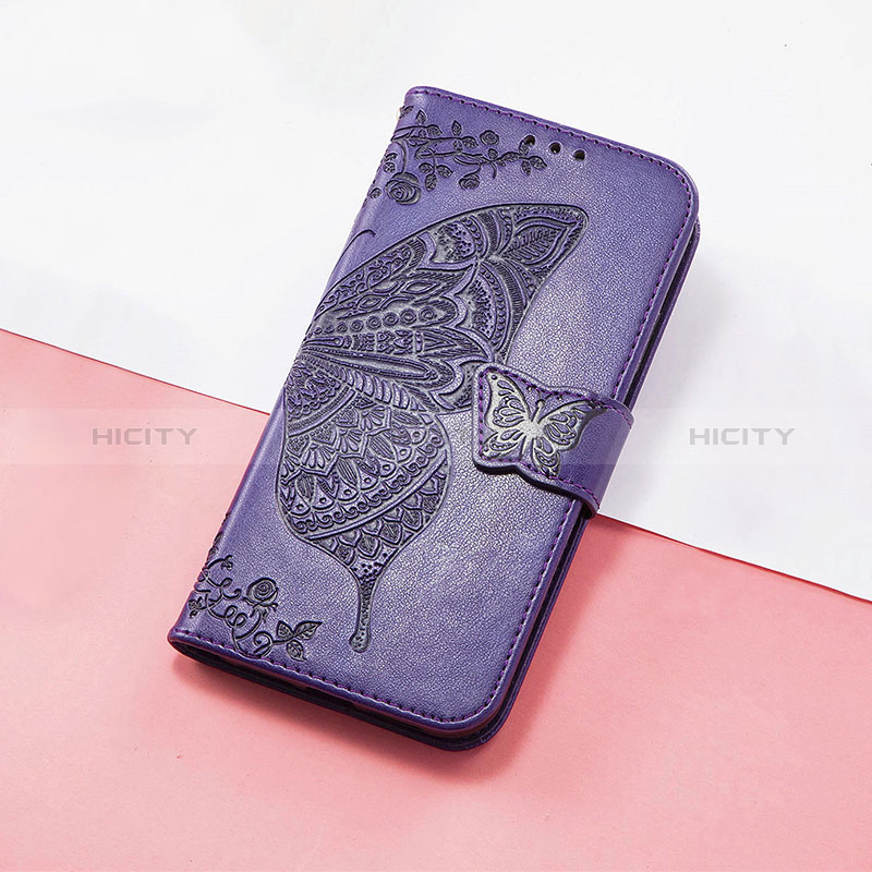 Coque Portefeuille Papillon Livre Cuir Etui Clapet S01D pour Huawei Enjoy 50 Pro Violet Plus