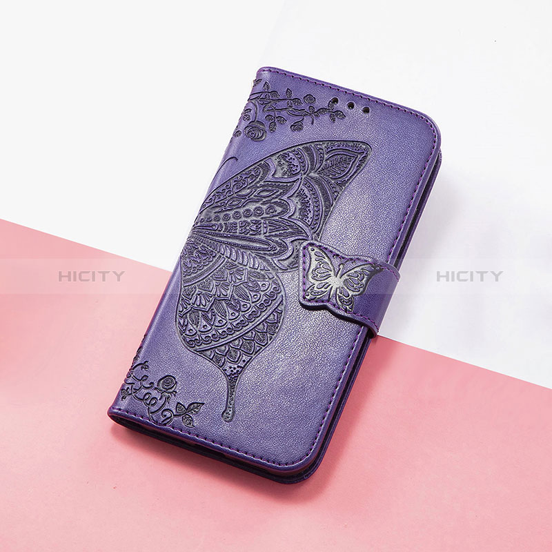 Coque Portefeuille Papillon Livre Cuir Etui Clapet S01D pour Huawei Enjoy 50 Violet Plus