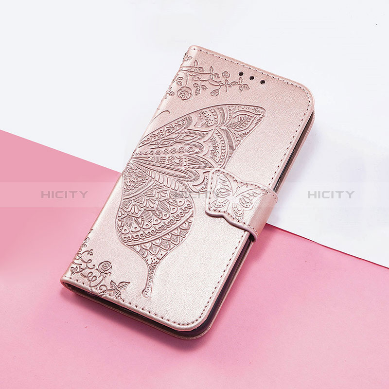 Coque Portefeuille Papillon Livre Cuir Etui Clapet S01D pour Huawei Enjoy 50z Or Rose Plus